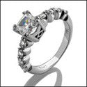 Engagement 0.75 Princess Center double prongs Cubic Zirconia Cz Ring