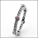 Eternity Pink Bezel Ct Pave Stackable Cubic Zirconia Cz Ring