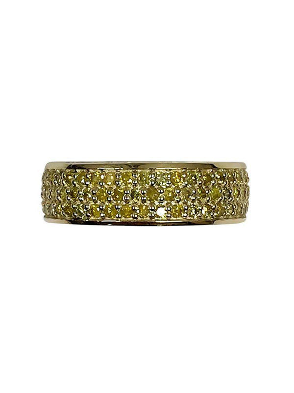 Canary CZ Pave Set Wedding Band for Her 14K Yellow Gold