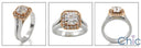 High Quality 1 Carat Asscher CZ Rose Gold Halo Two Tone Plain Band Cubic Zirconia Engagement Ring
