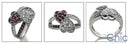 Ring With Two Hearts Set with Ruby and Diamond Color Cubic Zirconia in 14K White Gold
