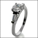 Engagement 0.50 Ct Round Tapered Baguettes Cubic Zirconia Cz Ring