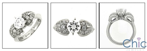 Estate 1 Carat Round Diamond Cubic Zirconia Engagement Ring 14K White Gold