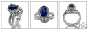 Matching Set 2.5 Sapphire Oval Center Pave Curved Cubic Zirconia Cz Ring