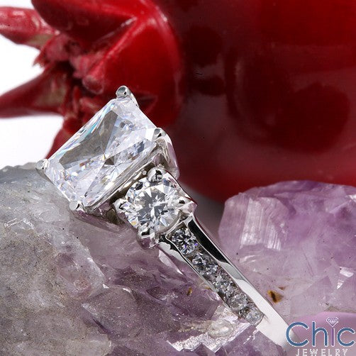 Engagement Radiant 1.5 Ct Center Cubic Zirconia Cz Ring