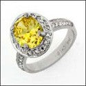 Estate 3 Ct Canary Oval in Halo Cubic Zirconia Cz Ring