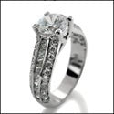 Engagement Round 1 Ct Center 3 Rows Of Pave Cubic Zirconia 14K White Cz Ring