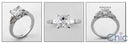 Cubic Zirocnia 1.5 Princess and Tapered Baguettes Channel Cz  Engagement 14k White Gold Ring