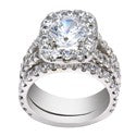 Matching Set 1.5 Round Center Halo Wedding Cubic Zirconia Cz Ring