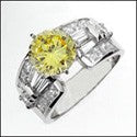 Engagement 2.25 Round canary Stone wide channel shank Cubic Zirconia Cz Ring