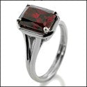 Solitaire 1.5 Radiant Garnet Cubic Zirconia Cz Ring