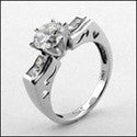 Engagement 1 Ct Round Center Flat top Cubic Zirconia Cz Ring