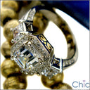 Engagement 2.5 Emerald Step Center Two Tone Cubic Zirconia Cz Ring