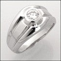 Mens .75 Round Single Stone in Bezel Cubic Zirconia CZ Wedding Band
