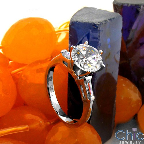 Engagement Round 2 Ct Ct Tapered Baguettes Cubic Zirconia Cz Ring