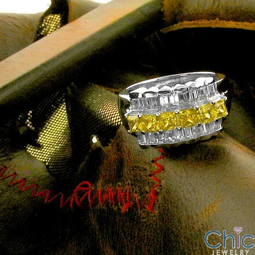 Anniversary Canary Princess diamond Baguette CZ Cubic Zirconia Cz Ring