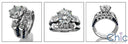 Matching Set 1.5 Round Center Sapphire Pave Cubic Zirconia Cz Ring