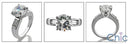 Engagement 1.5 Brilliant Round 4 Prong Center Baguettes Cubic Zirconia Cz Ring