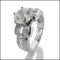 Engagement 2 Ct Brilliant CZ Bandaguettes Small Round Channel Cubic Zirconia Cz Ring