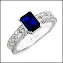 Estate Sapphire 1 Ct Emerald Cubic Zirconia Cz Ring