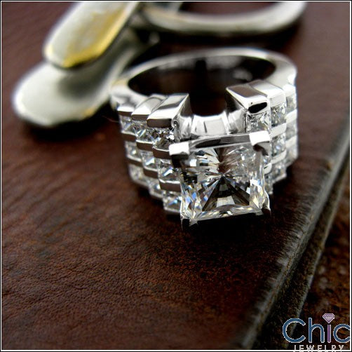 Engagement 12mm 2 Ct Princess Cubic Zirconia Cz Ring