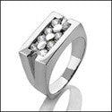 Mens .80 TCW Round in 2 Rows in Channel Cubic Zirconia CZ Wedding Band