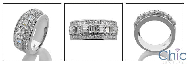 Anniversary 1.5 TCW Round Baguettes Cubic Zirconia Cz Ring