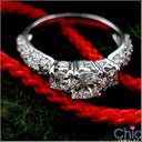 Half Carat Round Cubic Zirconia Center Pave Sides Ring 14K White Gold
