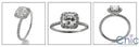 1 Carat Cushion Center Pave Halo Narrow Band Cubic Zirconia Engagement 14K White Gold Ring
