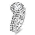 Cubic Zirconia Round Halo Matching Ring Set