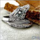 Matching Set 1.75 Round Center Double Pave Cubic Zirconia Cz Ring