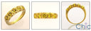 Wedding 1 Canary 5 Stone Half Bezel Setting Cubic Zirconia CZ Band 