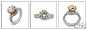Matching Set 2.25 Round Center Rose Crown Prongs Ct Curved Cubic Zirconia Cz Ring