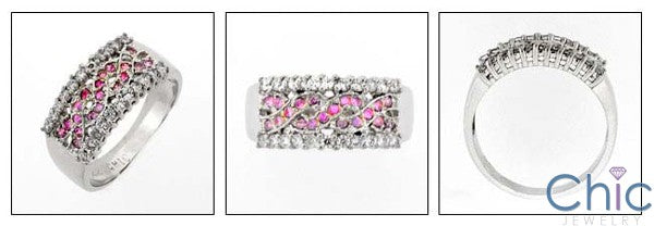 Anniversary Pink Ct Diaamond Pave Set Cubic Zirconia Cz Ring