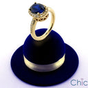 Engagement 2.5 Oval Royal Sapphire Halo Pave Cubic Zirconia Cz Ring