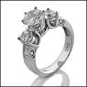 Engagement 1 Ct Round Center 1.78 TCW in Prong Channel Pave Cubic Zirconia Cz Ring