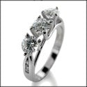 Cubic Zirconia Wedding Band 1.75 TCW Round Prong 14 K white Gold