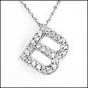 Cubic Zirconia Cz Letter B in white gold Initial Pendant