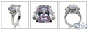 5 Ct Amethyst Radiant Cubic Zirconia Trapezoid Sides 14K White Gold Ring