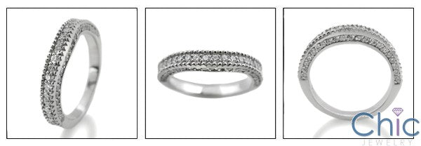 Wedding .75 TCW Pave in 3 Rows Curved Cubic Zirconia CZ Band