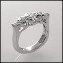 Round Baguettes Euro Shank Channel Set Cubic Zirconia 14K White Gold Ring