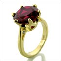 Solitaire 4 Ct Ruby Round in Crown Prongs Cubic Zirconia Cz Ring