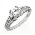 Engagement .75 round Center pave Cubic Zirconia Cz Ring