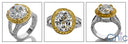 4 Carat Oval Cubic Zirconia Two Tone Solid Gold Halo Pave Engagement Ring