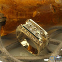 Mens 2 Round Channel Euro Shank Cubic Zirconia CZ Wedding Band