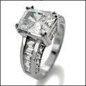 Engagement Radiant 3 Ct Center Channel Baguettes Cubic Zirconia Cz Ring