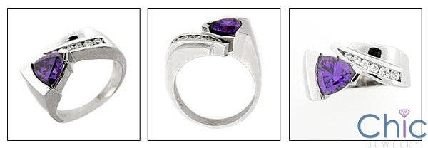 Fine Jewelry Amethyst Trillion Channel Cubic Zirconia Cz Ring