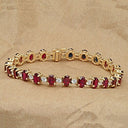 Oval Ruby and Diaond CZ Tennis Bracelet