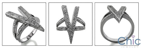 Fine Jewelry V Shaped Pave Cubic Zirconia Cz Ring
