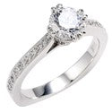 Engagement 1 Ct Round Center Stone Euro Shank Pave Cubic Zirconia Cz Ring
